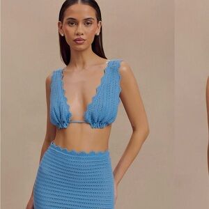 NWT Meshki Jadia crochet top cornflower blue